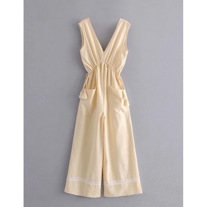 Fashion Beige Pure Color Decorated JumpsuitNo.:E870655(0) Write a review Fashion Beige Pure Color Decorated JumpsuitNo.:E870655(0) Write a review