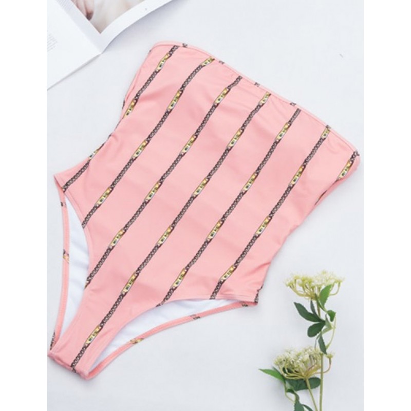 Sexy Pink Stripe Pattern Decorated One-piece SwimwearNo.:F173315(0) Write a review