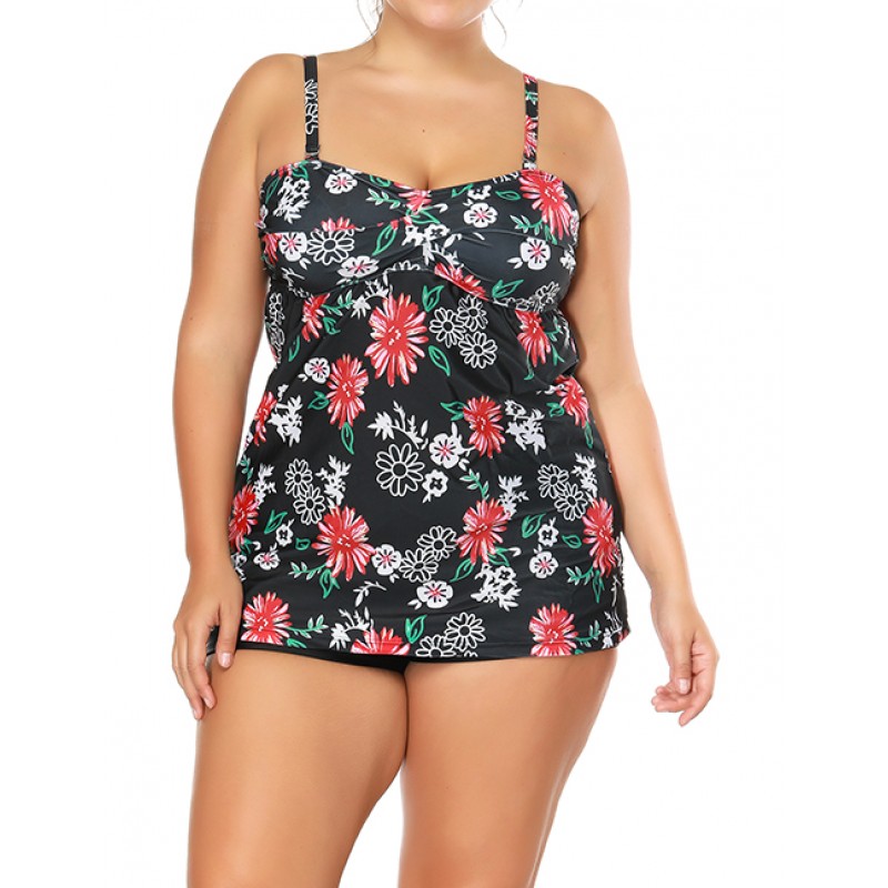 Sexy Black Flowers Decorated Large Size BikiniNo.:F195815(0) Write a review