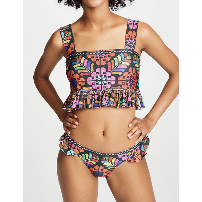 Sexy Multi-color Flower Pattern Decorated Split SwimwearNo.:F225315(0) Write a review